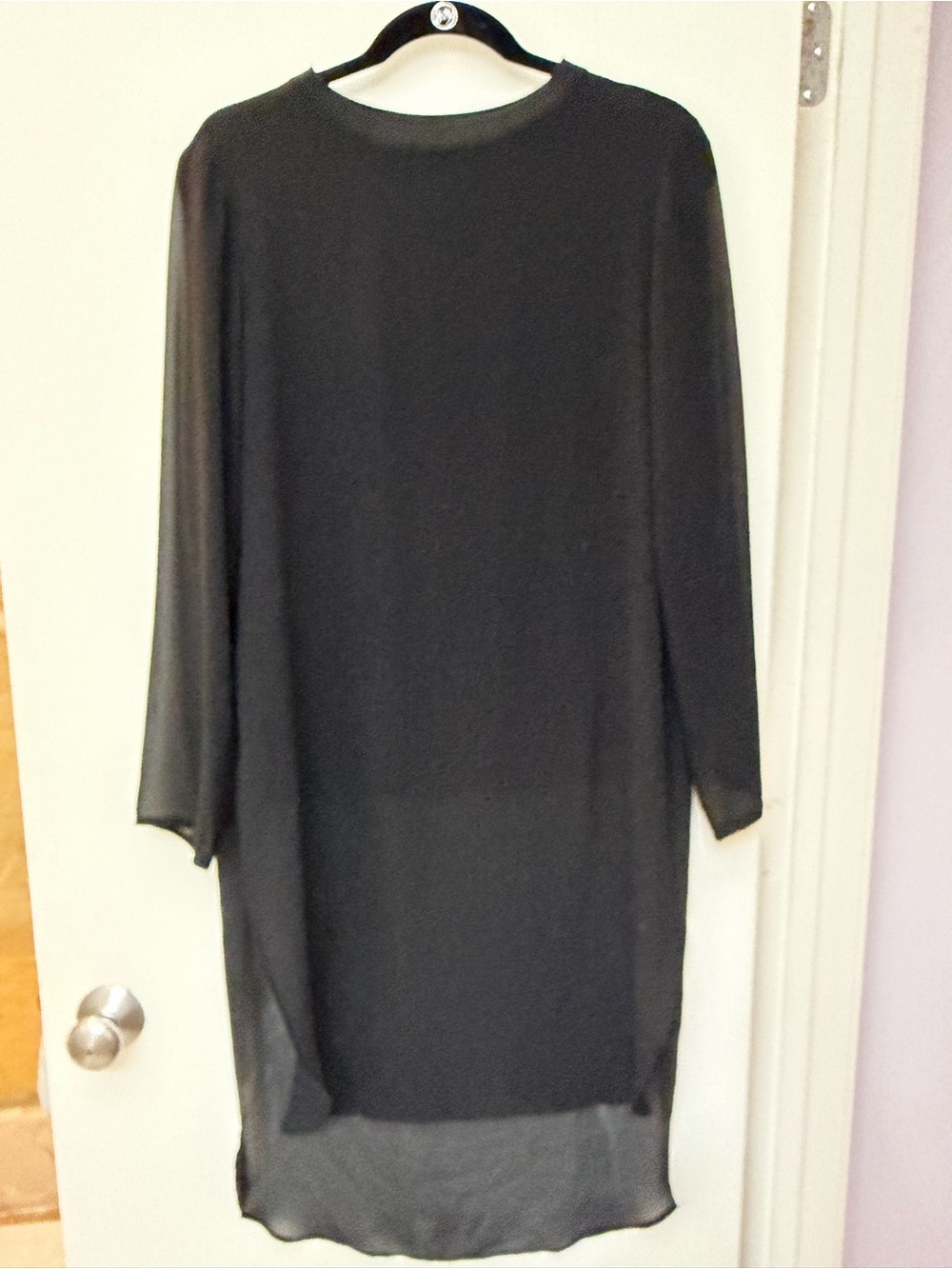 Zara Black Asymmetrical Long-Sleeve Shift Dress